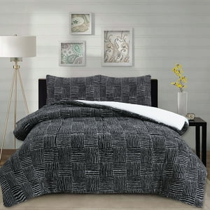 Chantilly - Cubrecama Corderito Termico Lineas Negras 2P