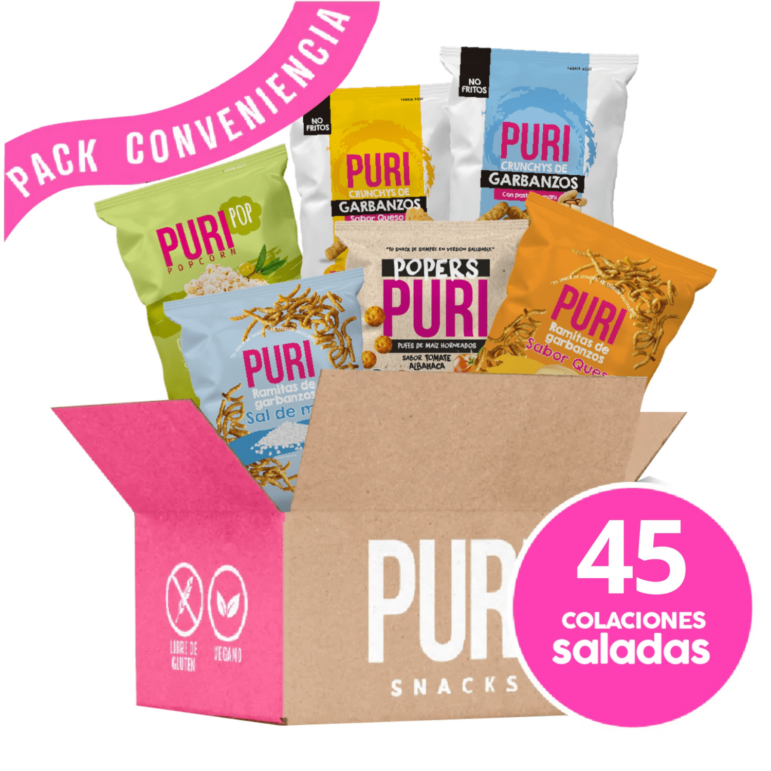 Pack Colaciones Mensuales Puri - 45 Mix Salado