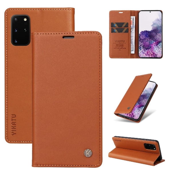 Funda Billetera de Cuero para Samsung Galaxy S20 con Tarjetero y Soporte - Tapa Magnética Marrón