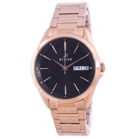 Westar - Reloj Casual Para Hombre De 41 Mm Con Esfera Negra Y Acero Inoxidable En Tono Oro Rosa