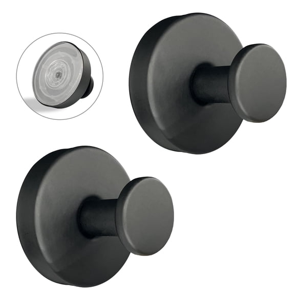 Ganchos Welsa con ventosa, paquete de 2, negro mate, acero inoxidable