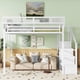 thumbnail image 2 of Queen Size Loft Bed with Stairs, Metal Queen Loft Bed with Storage Shelves, High Loft Bed with Wardrobe for Kids Teens, White, Patent Products, 2 of 3