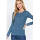 thumbnail image 1 of Saronite Camiseta Térmica de Manga Larga con Cuello Henley de Algodón Acanalado Básico, Azul Acero (para Mujer), 1 of 4