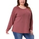 thumbnail image 4 of Top de talla grande para mujer de manga larga con cuello redondo, camisas plisadas de ajuste holgado, túnicas 1X rojo, 4 of 6
