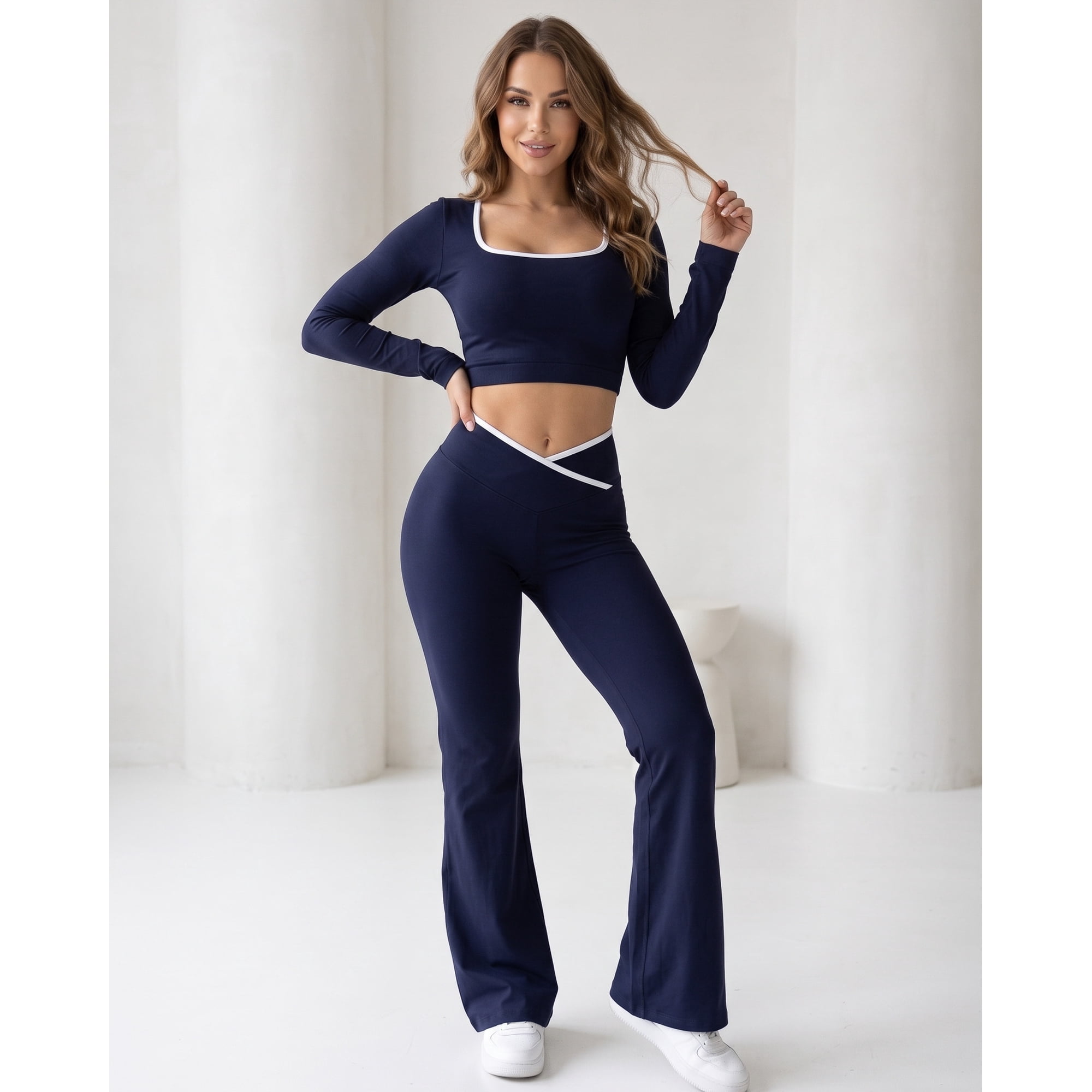Flix Spa - Conjunto Yoga Mujer Flare Líneas Estilo Moderno - Yj320