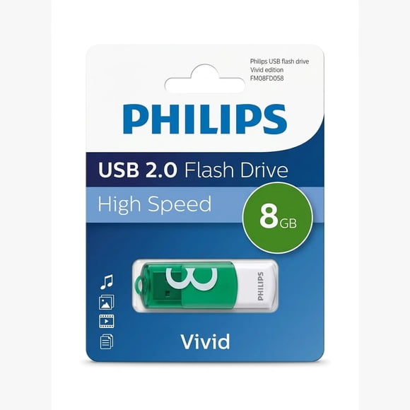 Pendrive Philips Vivid 8 GB USB Rápido Y Confiable USB 2.0 Color Verde High Speed