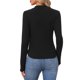 thumbnail image 3 of INSPIRE CHIC Ropa Interior Térmica para Mujeres con Agujeros para Pulgares Capa Básica de Forro Polar Manga Larga Long Johns Cuello Simulado Cruzado para Invierno Frío M Negro, 3 of 6