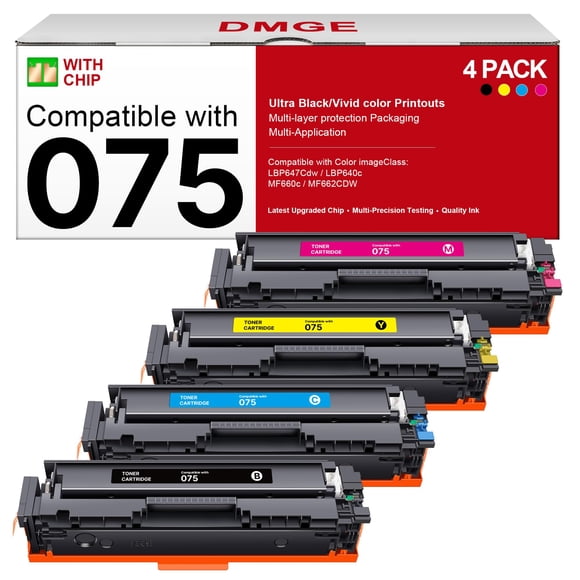 Cartuchos de tóner DMGE 075, paquete de 4, compatibles con Canon