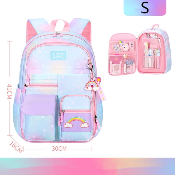Primary School Backpack Cute Colorful Bags for Girls Princess School Bags Waterproof Children Rainbow Series Schoolbags mochila