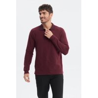 Fashionspark - Polera Hombre Cuello Contraste Burdeo