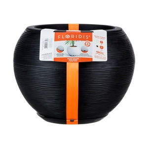 Macetero Floridis Negro Florencia 32 Cm Alto Con Plato.