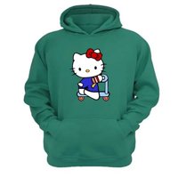 Genérico - Polerón Canguro Gatita Kitty Verde Aguamarina Talla L Unisex
