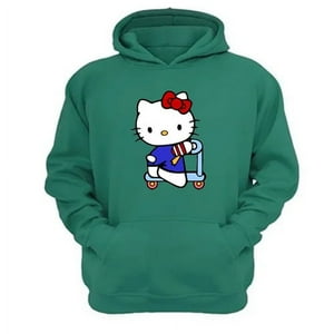 Genérico - Polerón Canguro Gatita Kitty Verde Aguamarina Talla S Unisex