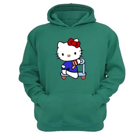 Genérico - Polerón Canguro Gatita Kitty Verde Aguamarina Talla L Unisex