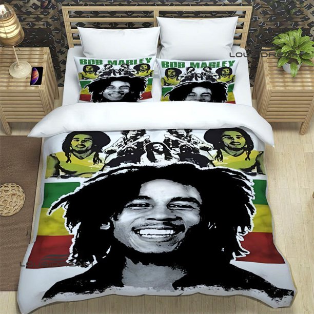 v1067 Bed Sheets Bob Marley Lion Maple Leaf Bedding Sets exquisite supplies set duvet cover bed comforter set bedding set luxury birthday gift 3-Piece Bedding Set (1 Duvet Cover + 2 Pillow Shams) Bed