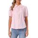 thumbnail image 1 of INSPIRE CHIC Blusa de Manga Corta de Algodón para Mujer con Cuello Peter Pan y Panel de Crochet con Botones XL Rosa Claro, 1 of 6