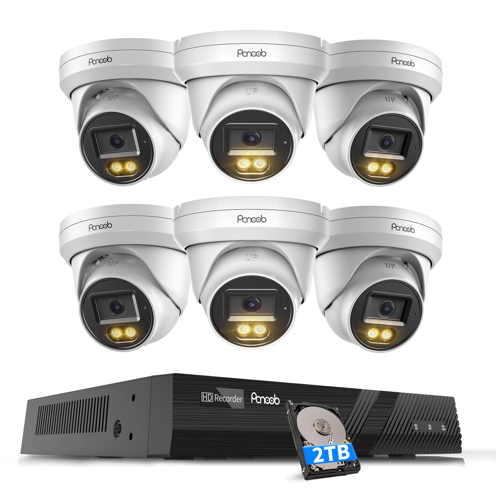Sistema De Cámara De Seguridad Panoob Poe 4k 8mp 8ch Con Disco Duro De 2 Tb