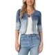 thumbnail image 1 of INSPIRE CHIC Chaquetas de Jean de Mezclilla Recortadas sin Cuello de Manga 3/4 para Mujer Azul Degradado XL, 1 of 6