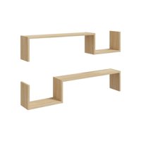 Importclick - Juego Repisas Flotantes Madera Geo Café 95X45X15 Cm