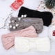 thumbnail image 4 of Paquete de 4 diademas de punto trenzado para invierno, con nudos, forro de felpa, turbante de ganchillo grueso, calentador de orejas, banda elástica para el cabello, accesorios para mujer (blanco, ros, 4 of 7