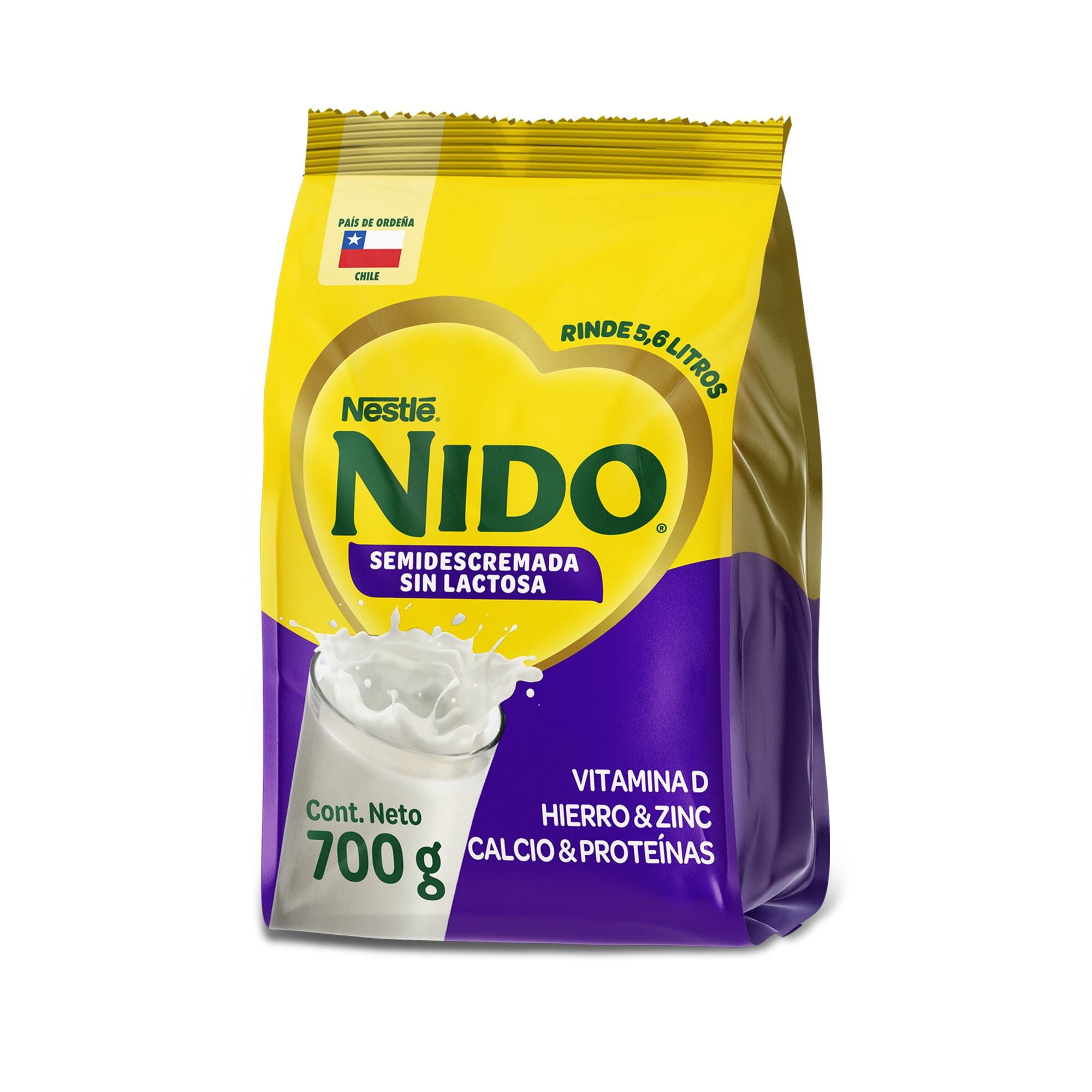 Leche En Polvo Semidescremada Sin Lactosa Bolsa 700 g Nido