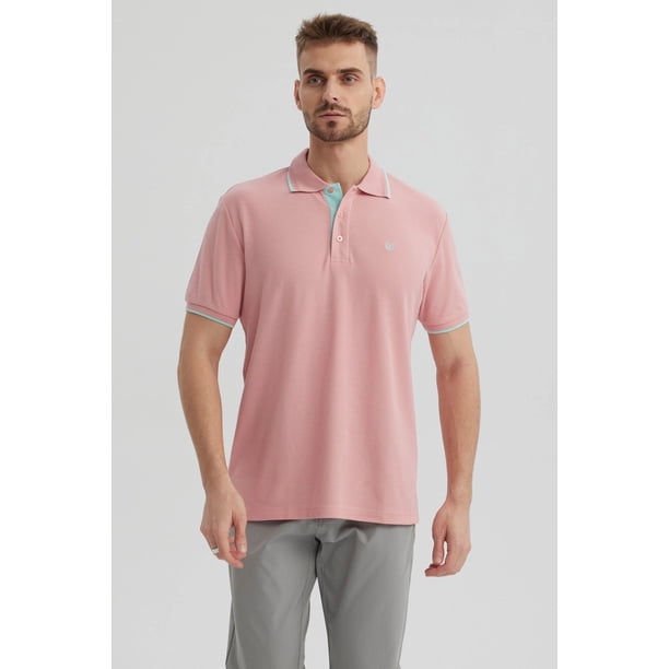Polera Hombre Piqué Básica Lisa Palo Rosa - ll