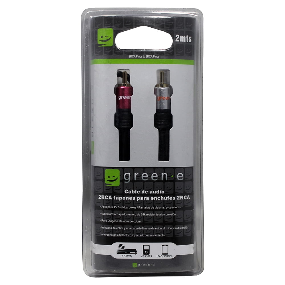 Green E - Cable Audio Rca Stereo / 2 Metros