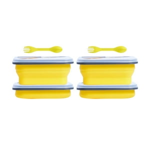 Pro Outdoor - Pack 2 Plato Plegable Con Cubiertos 600Ml Amarillo No Aplica