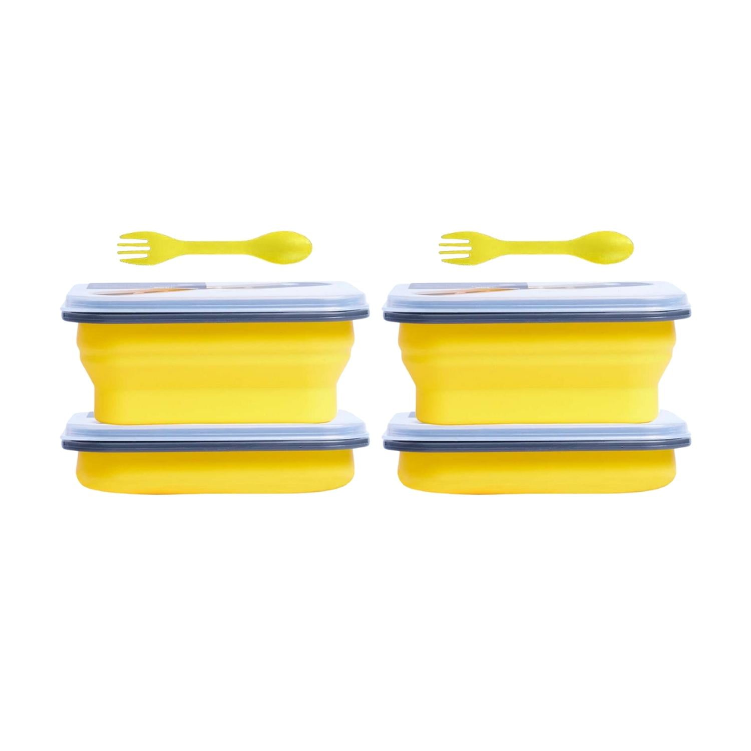 Pro Outdoor - Pack 2 Plato Plegable Con Cubiertos 600ml Amarillo No Aplica