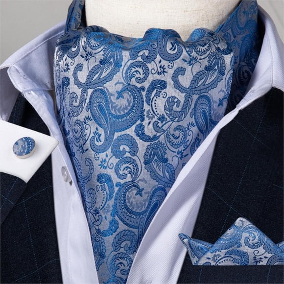 Set Ascot celeste Cravat Hombre seda formal. Modelo Celeste manantial