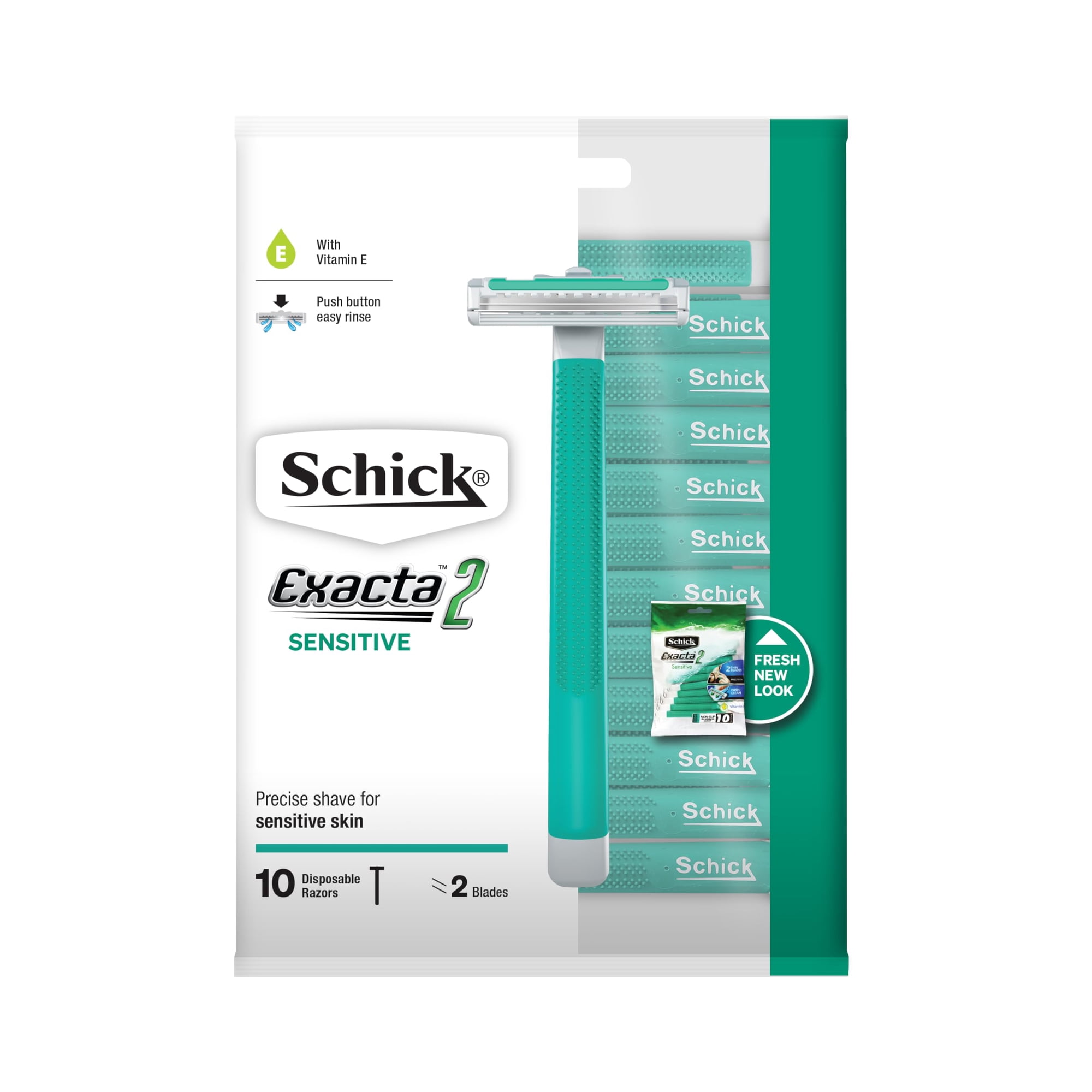 Maquinilla De Afeitar Desechable Schick Exacta2 Sensitive, 10 Unidades (1 Paquete)