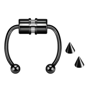 Millam - Piercing Unisex Acero Argolla Con Imán Negro