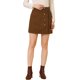 thumbnail image 1 of INSPIRE CHIC Falda de Mujer Regreso a Clases Pana Cintura Alta Botón Decorativo Línea A Mini Falda Marrón XS, 1 of 8