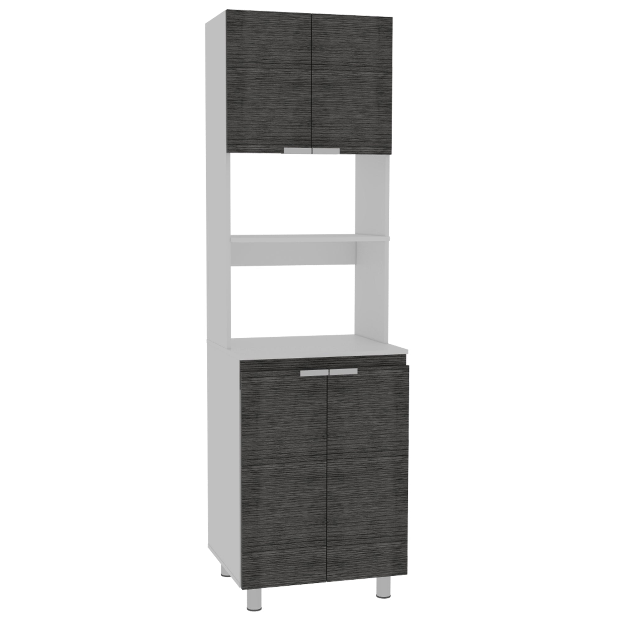 Fmfurniture - Mueble Microondas 4 Puertas Fm-005g Gris Y Blanco