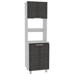 Fmfurniture - Mueble Microondas 4 Puertas Fm-005G Gris Y Blanco