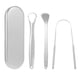 thumbnail image 1 of Paquete de 3 raspadores de lengua de acero inoxidable para un cuidado bucal saludable. Raspadores de lengua metálicos sin BPA., 1 of 8