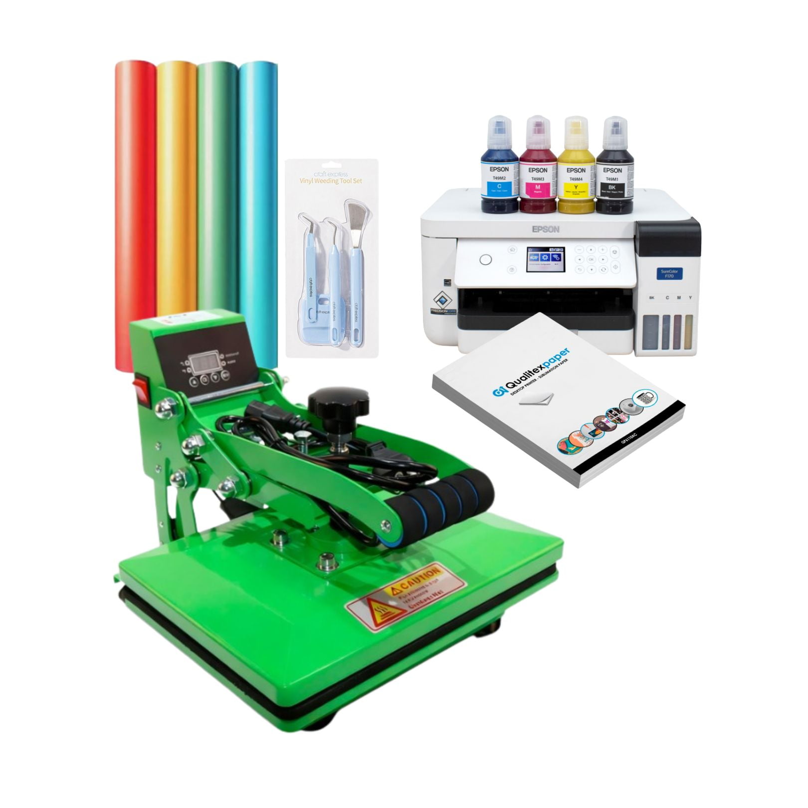 Kit Inicio Estampadora Elr Sy 20x30cm Verde + Impresora Epson F170