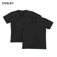 Poleras 100% Algodón Negras Cuello V Pack 3 Cosley L