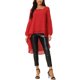 thumbnail image 2 of INSPIRE CHIC Blusas Asimétricas de Mujer con Mangas Largas de Linterna y Cuello Redondo, Elegantes y Casuales de Chifón, Talla M, Rojo, 2 of 6