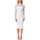 thumbnail image 1 of INSPIRE CHIC Vestido de Malla para Mujer Cuello Alto Manga Larga Fruncido Cóctel Vestidos Ajustados L Blanco, 1 of 6