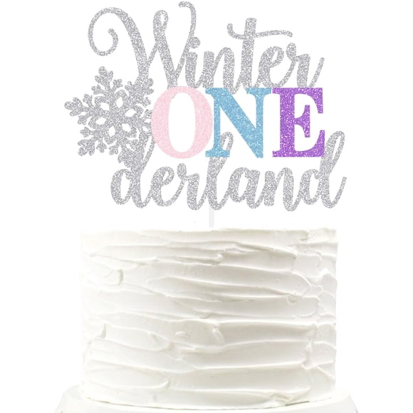 Fiesta de primer cumpleaños de Cake Topper Winter Onederland Snowflake