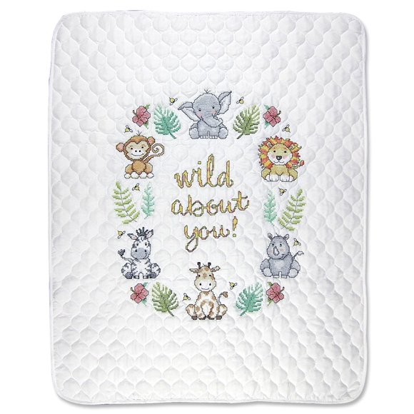 Kit de Punto de Cruz Design Works Crafts – Colcha de Bebé con Motivo de Selva