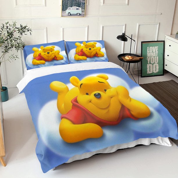 Winnie The Pooh Bear Bedding Set Duvet Cover Queen With Pillowcase 3d Children'S Bedding Set Universal Suitable For Children