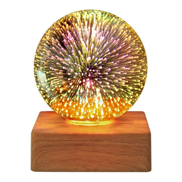 1pc LED 3D Fireworks Night Light, Glowing Led Gift Firework Lamp Small Globe Base Adornment Decorative Kids Children Indoor