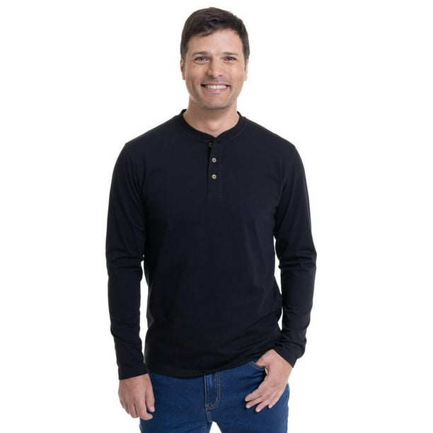 Polera Jersey Botones Negro negro S