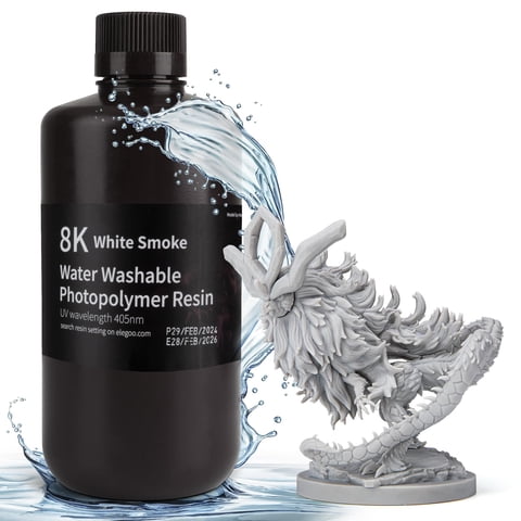 Impresora 3D De Resina Elegoo 8K, Lavable En Agua, 1000 G, Color Blanco Ahumado