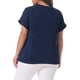 thumbnail image 3 of Agnes Orinda Blusas Casuales de Manga Corta con Cuello Redondo Texturizado para Mujer de Talla Grande 4X Azul Marino, 3 of 6