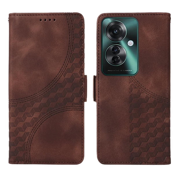 Carcasa FOXDOCK OPPO Reno 11F de cuero PU, diseño acolchado clásico, protección contra caídas y rayones