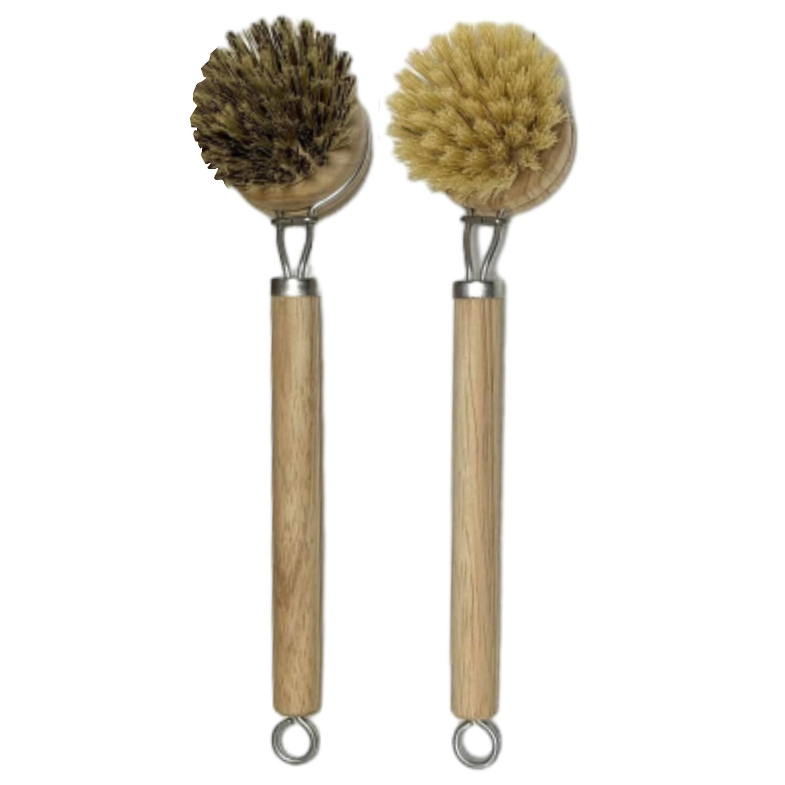 Magideal - Cepillo De Platos Con Mango Largo, Accesorios Portátiles, Estropajo De Platos, Cepillo De Fregado De Cocina Para Lavar Utensilios De Cocina, Sartén, 2 Sisal Y Pelo Mixto
