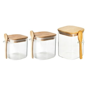 Genérico - Set 3 Frascos Hermeticos Coffe Con Tapa De Bambu Y Cuchara